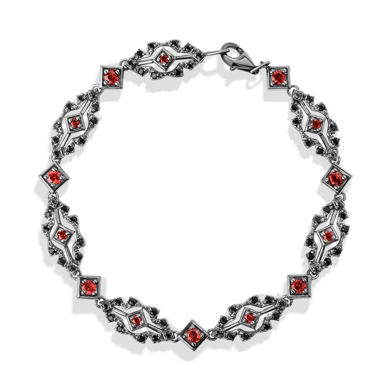 DARTH MAUL™ WOMEN'S BRACELET 1/10 CT.TW. Black Diamonds with Garnet in Sterling Silver with Black Rhodium