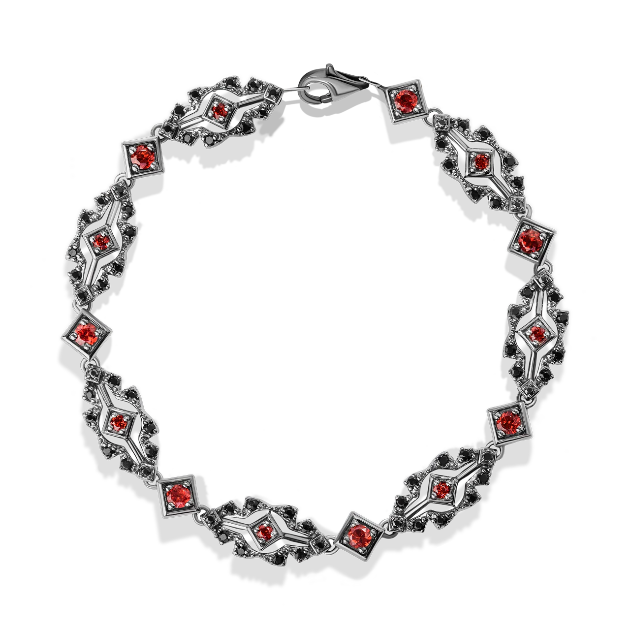 DARTH MAUL™ WOMEN'S BRACELET 1/10 CT.TW. Black Diamonds with Garnet in Sterling Silver with Black Rhodium - Image 2