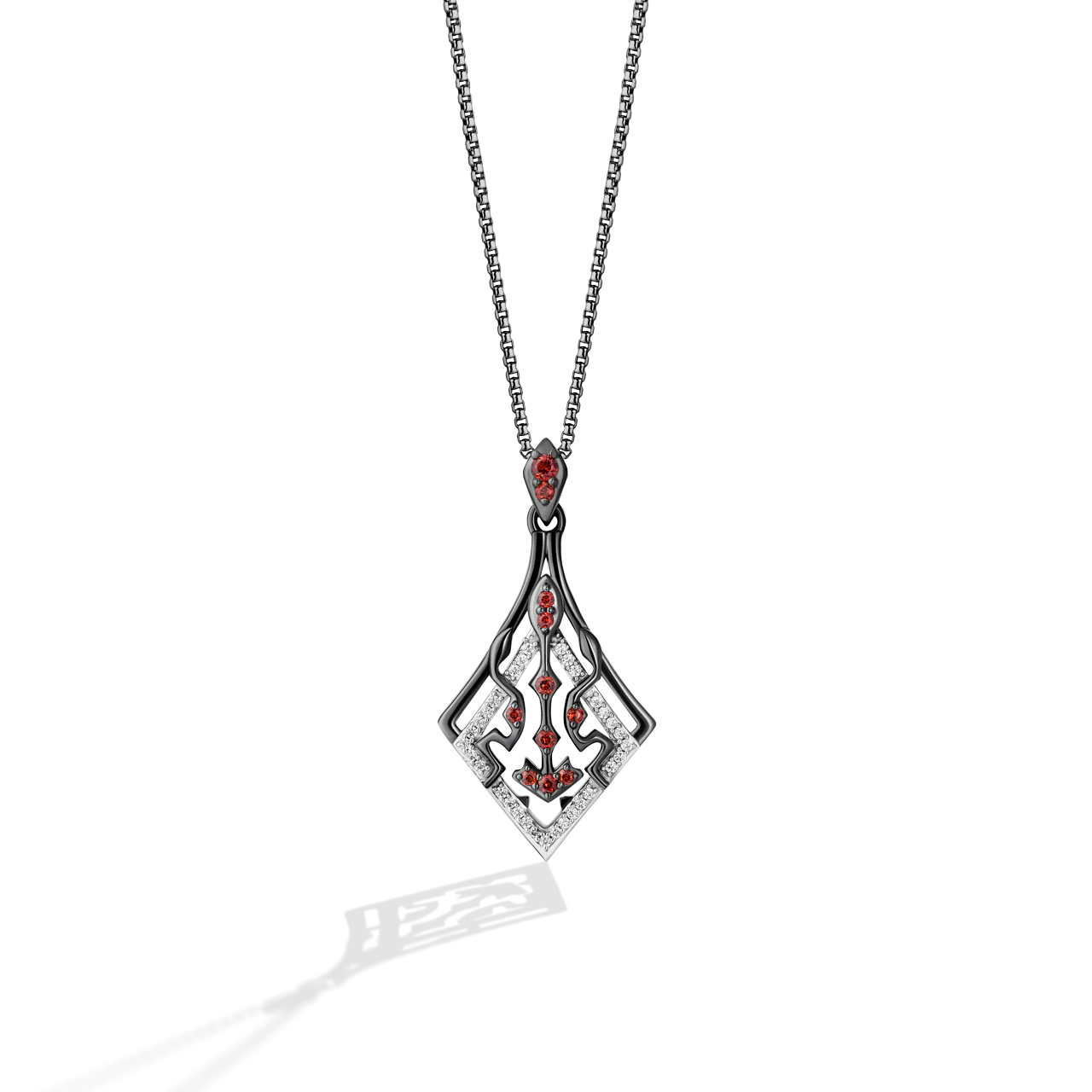 DARTH MAUL™ WOMEN'S PENDANT 1/10 CT.TW White Diamonds and Garnet in Sterling Silver with Black Rhodium