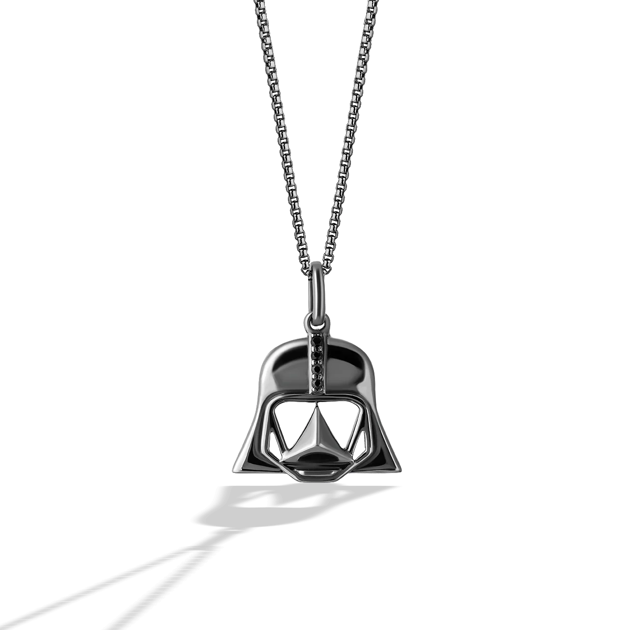 DARTH VADER™ HELMET NECKLACE AND EARRINGS SET in Black Rhodium over Sterling Silver with Black Diamonds - Image 4