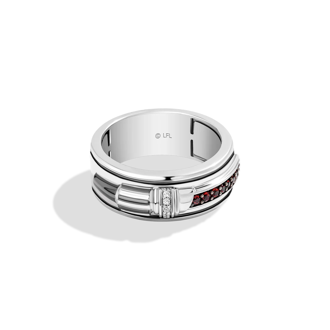 DARTH VADER™ MEN'S RING with Garnets, Diamond Accents and Black Rhodium over Sterling Silver