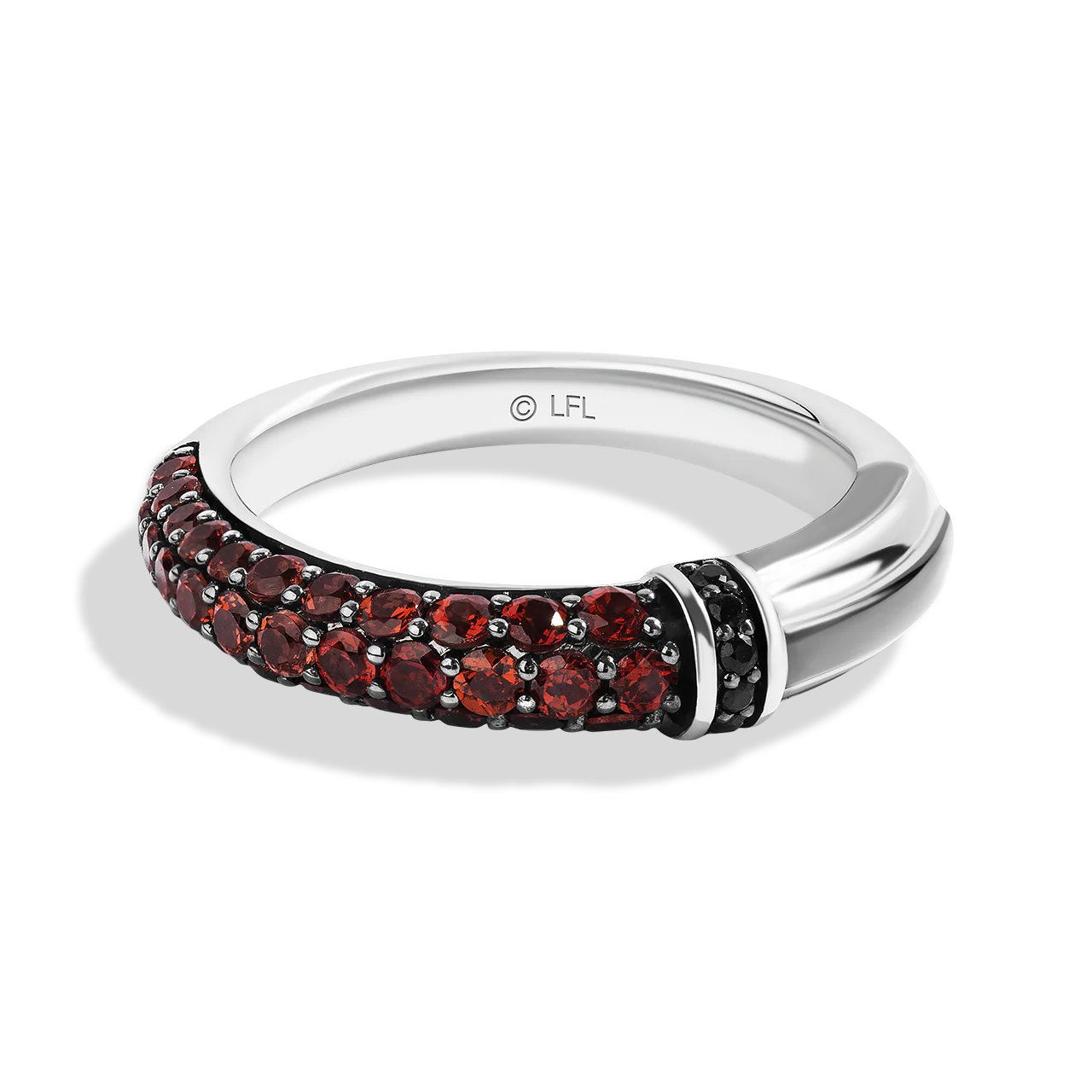 DARTH VADER™ WOMEN STERLING SILVER LIGHTSABER RING with 1/20 CT.TW. Black Diamonds and Garnet