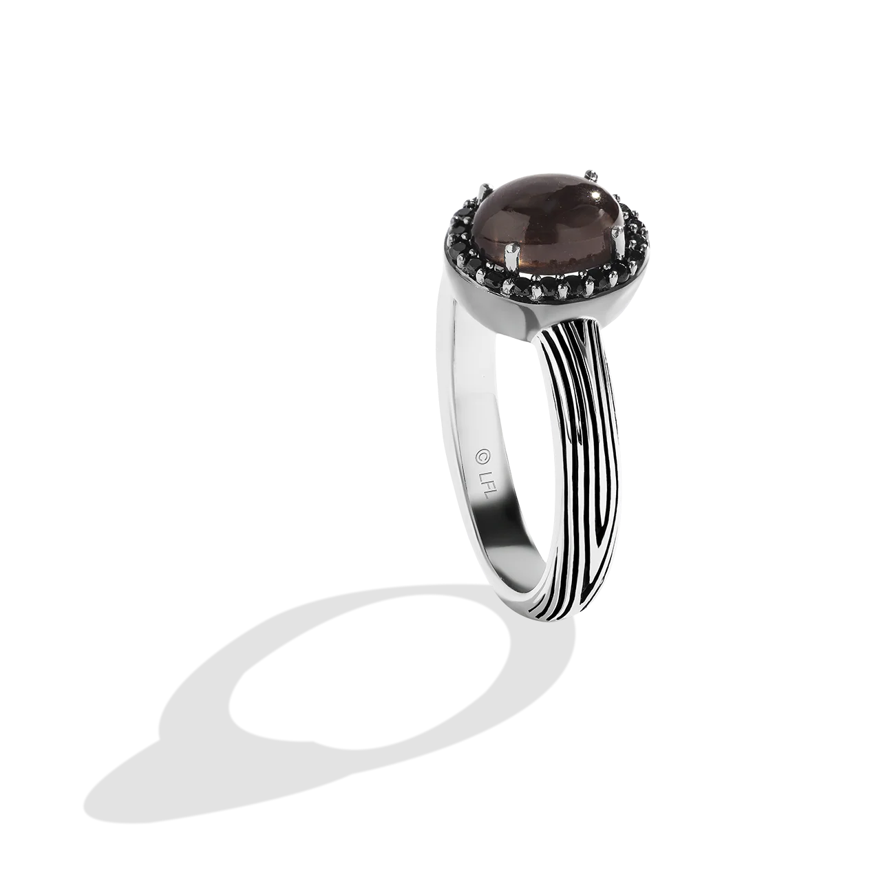 EWOK™ WOMEN'S RING 1/6 CT.TW. Black Diamonds, Smoky Quartz, Sterling Silver with Black Rhodium - Image 2