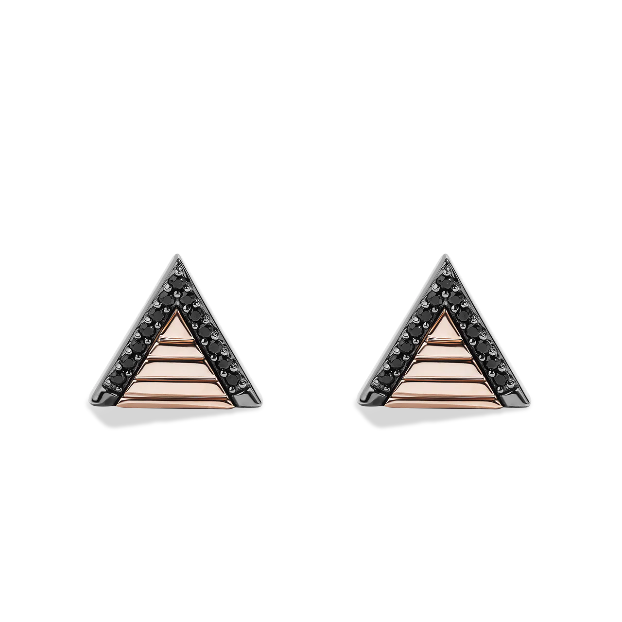 FENNEC SHAND™ STUD EARRINGS IN 10K ROSE GOLD AND STERLING SILVER with 1/5 CT.TW. Black Diamonds