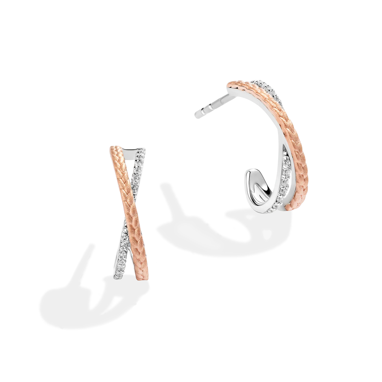 GALACTIC ROYALTY WOMEN'S EARRINGS 1/6 CT.TW. White Diamonds 14K Rose Gold Over Sterling Silver