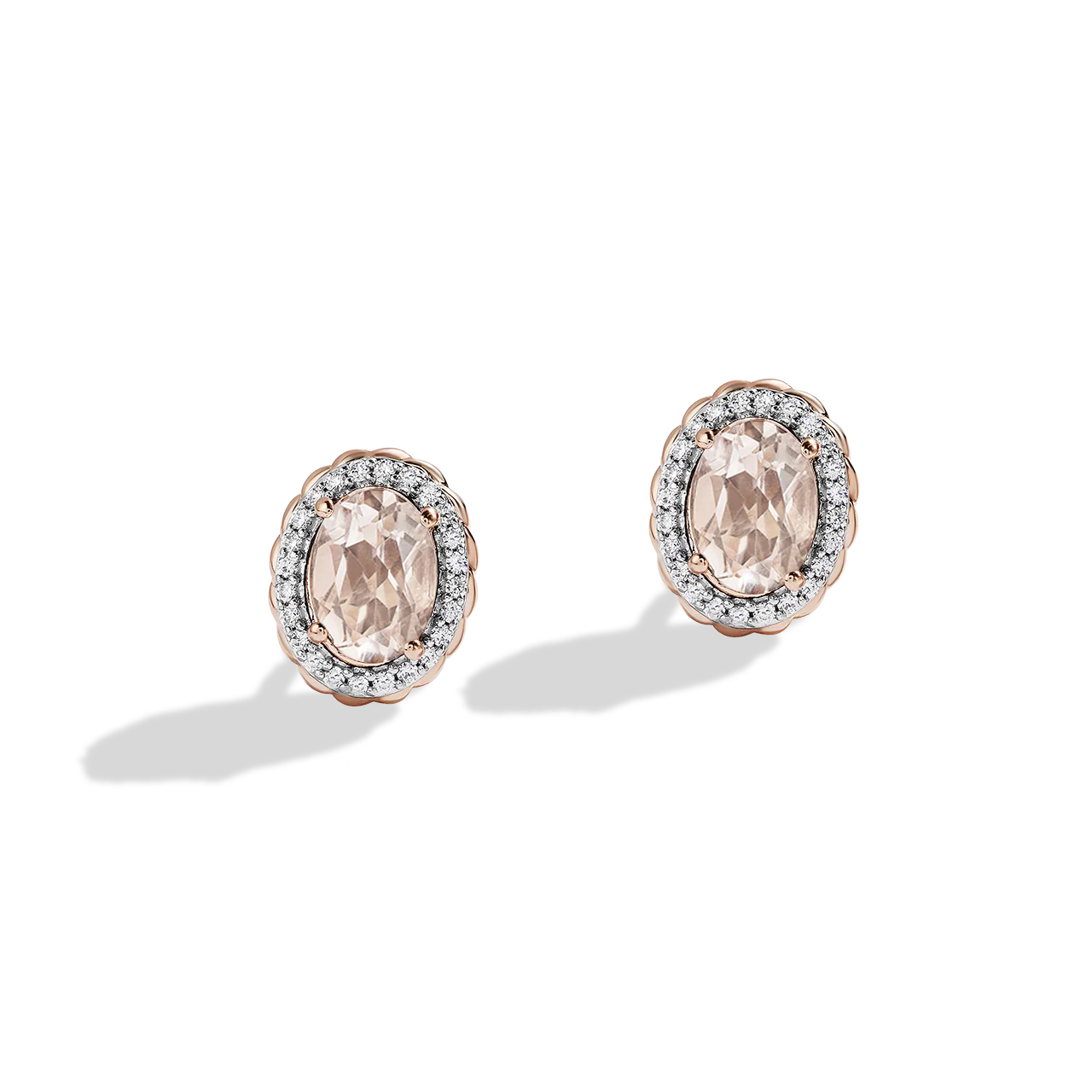 GALACTIC ROYALTY WOMEN'S EARRINGS 1/6 CT.TW. Diamonds and Morganite, 10K Rose Gold and Sterling Silver