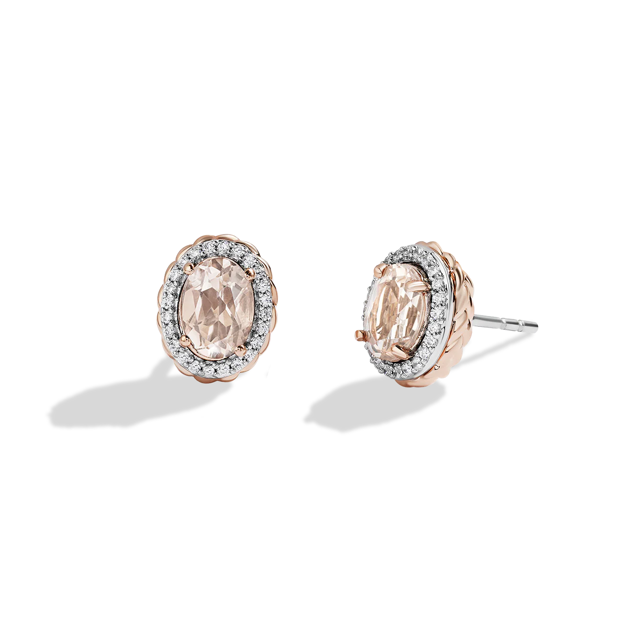 GALACTIC ROYALTY WOMEN'S EARRINGS 1/6 CT.TW. Diamonds and Morganite, 10K Rose Gold and Sterling Silver - Image 2