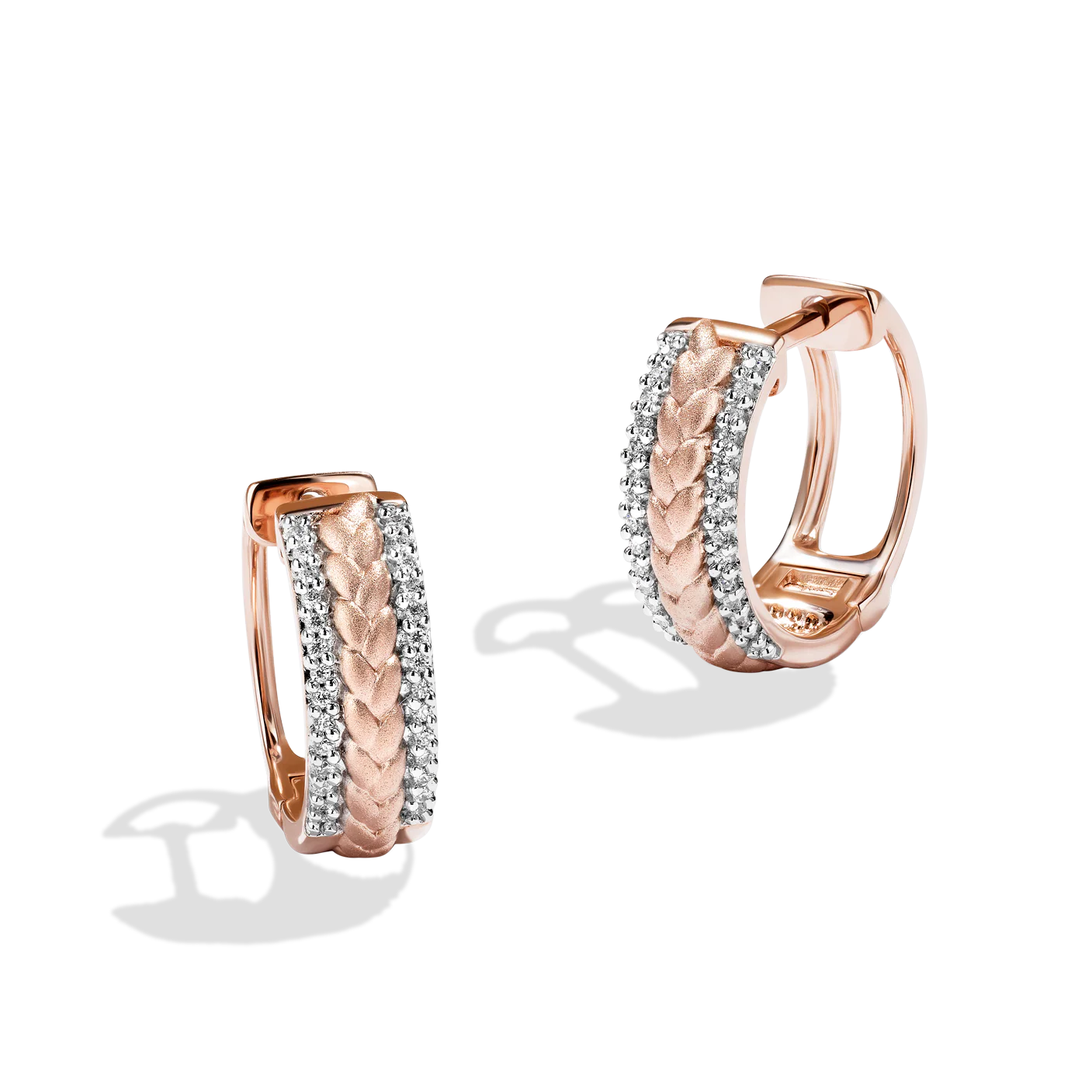 GALACTIC ROYALTY WOMEN'S HOOPS 1/10 CT.TW. White Diamonds 10K Rose Gold - Image 3