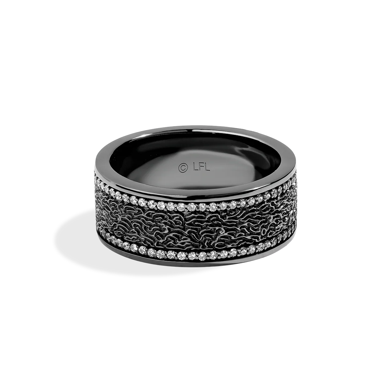 IN CARBONITE WOMEN'S RING 1/5 CT.TW. White Diamonds Silver with Black Rhodium