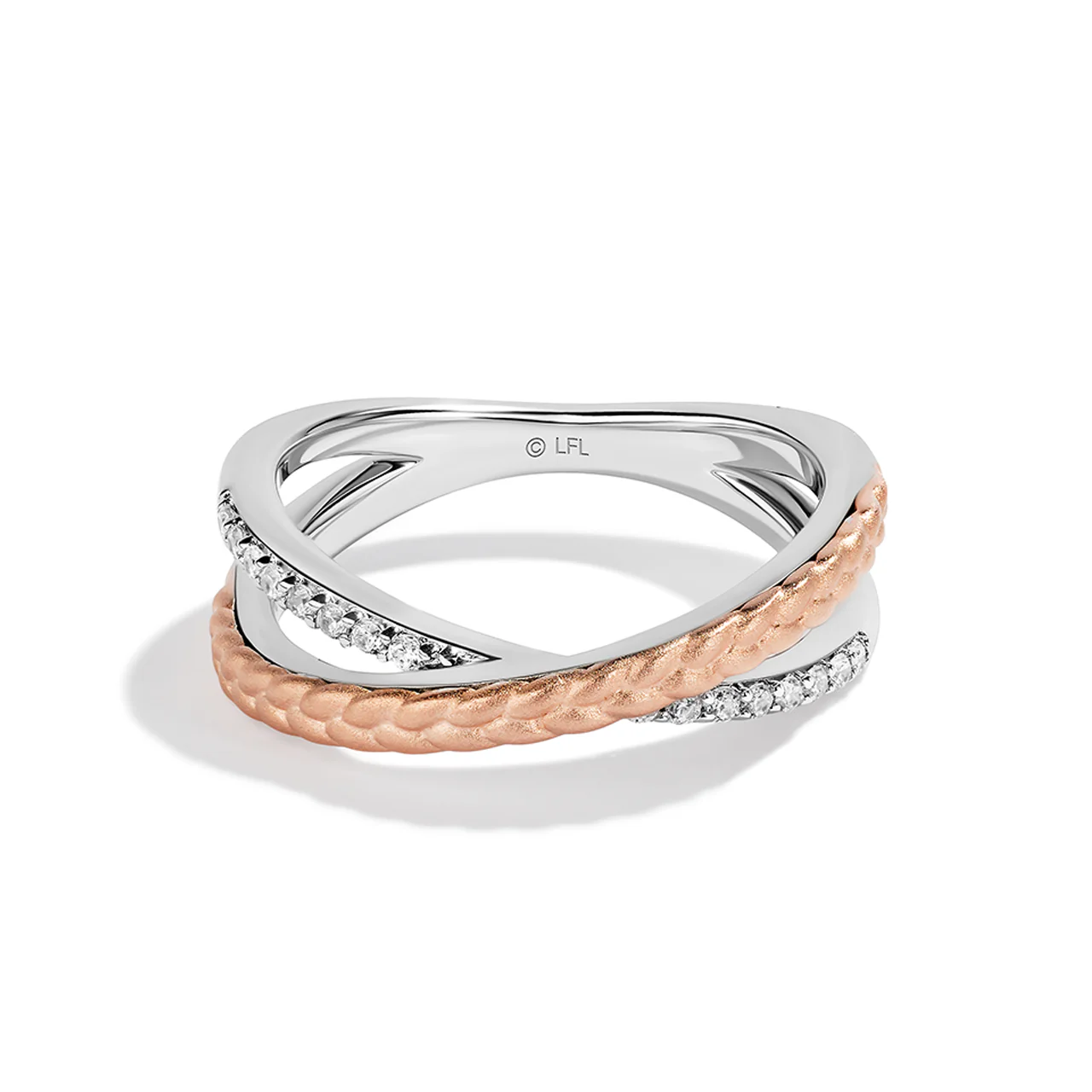 GALACTIC ROYALTY WOMEN'S RING 1/6 CT.TW. White Diamonds 14K Rose Gold Over Sterling Silver