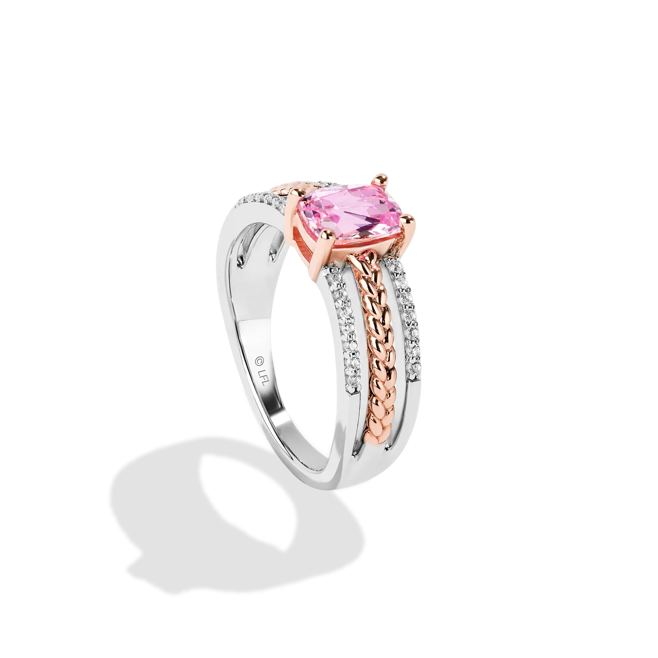 GALACTIC ROYALTY WOMEN'S RING 14K Rose Gold Over Sterling Silver, 1/6 CT.TW. White Diamonds and Created Pink Sapphire - Image 2