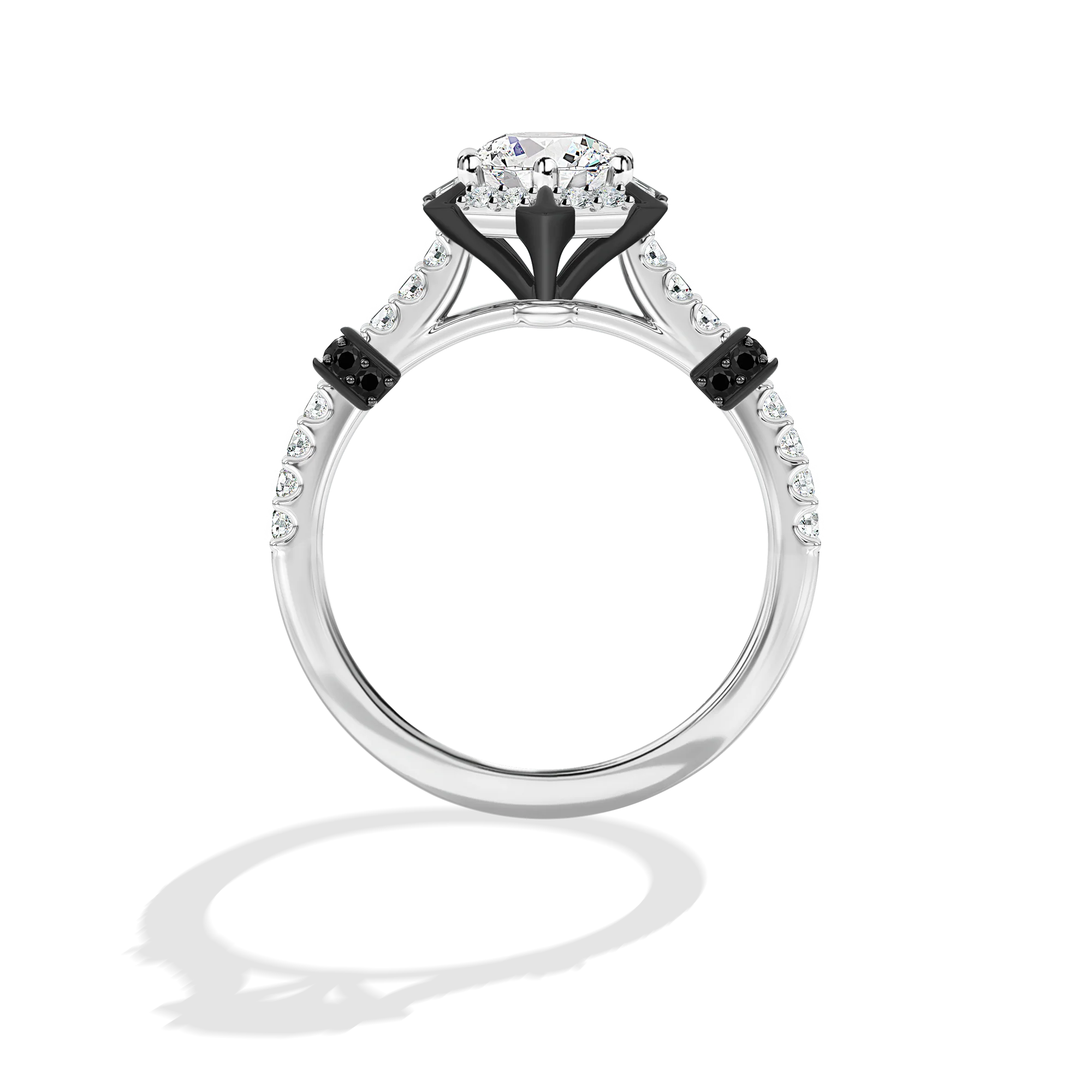 GALAXY STAR LAB GROWN DIAMONDS Black Spinel and Lab Grown Diamonds set in 14K White Gold and Black Rhodium Engagement Ring - Image 2
