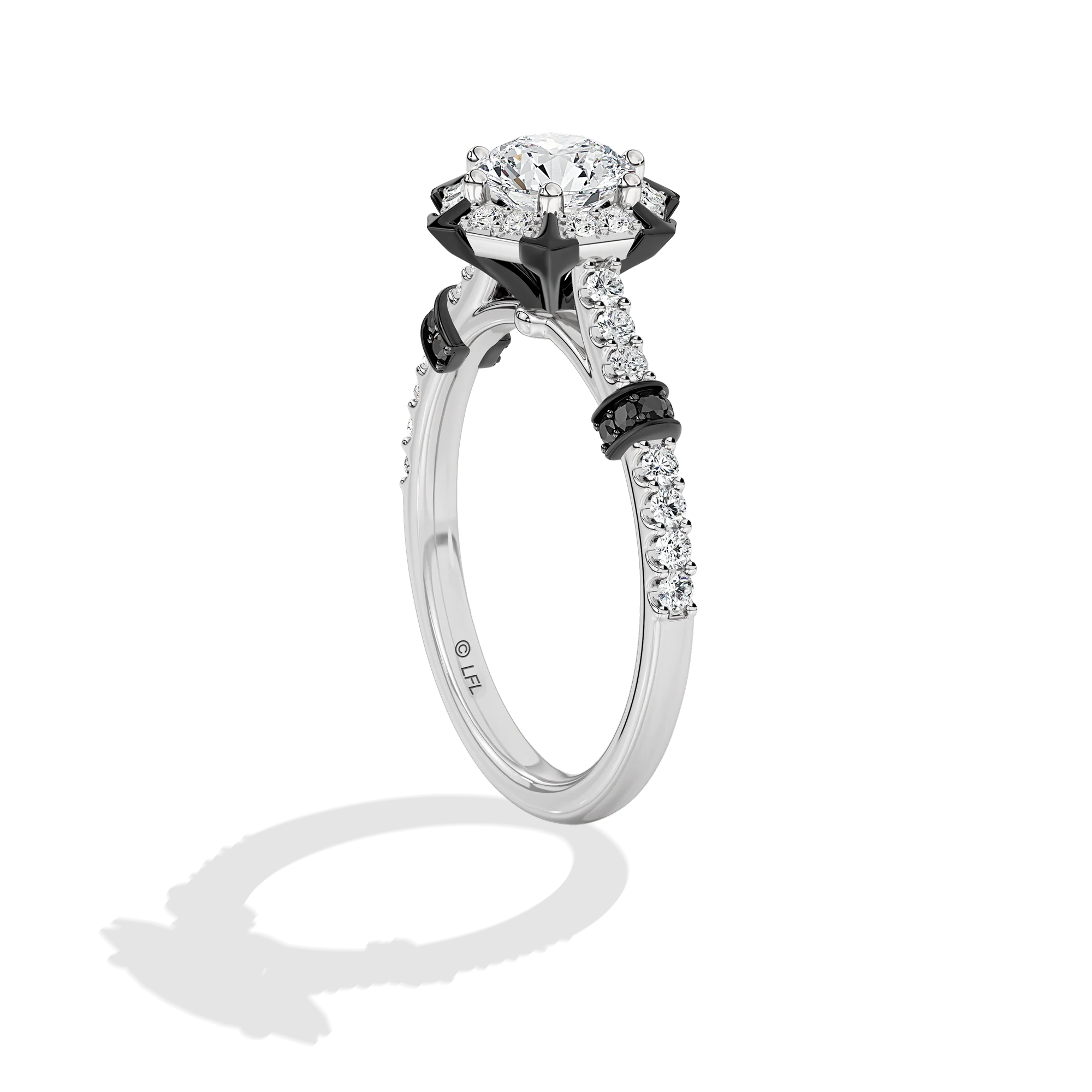 GALAXY STAR LAB GROWN DIAMONDS Black Spinel and Lab Grown Diamonds set in 14K White Gold and Black Rhodium Engagement Ring - Image 3