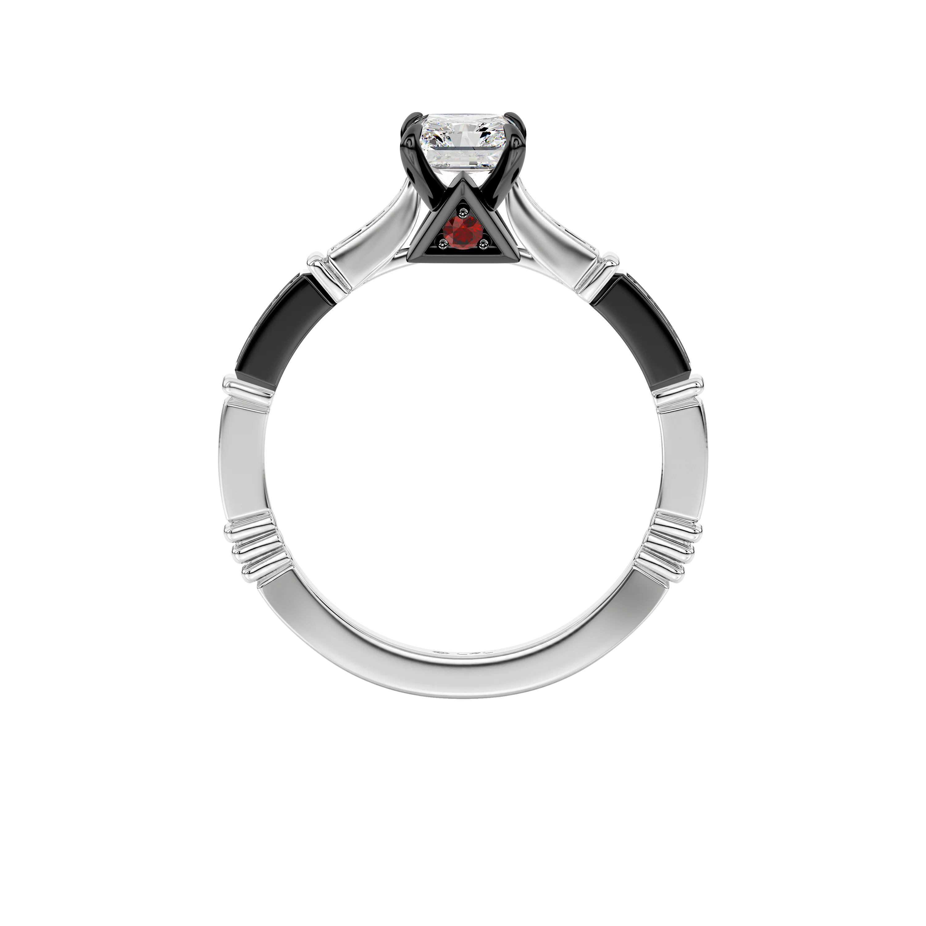 GALAXY STAR LAB GROWN DIAMONDS DARTH VADER™ 14K Gold with Black Rhodium and Garnet Women's Engagement Ring - Image 2
