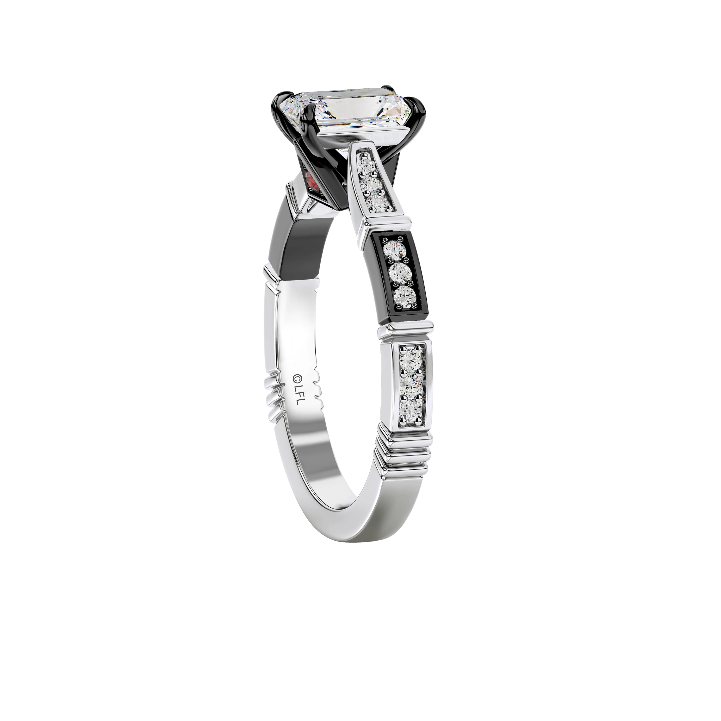 GALAXY STAR LAB GROWN DIAMONDS DARTH VADER™ 14K Gold with Black Rhodium and Garnet Women's Engagement Ring - Image 3