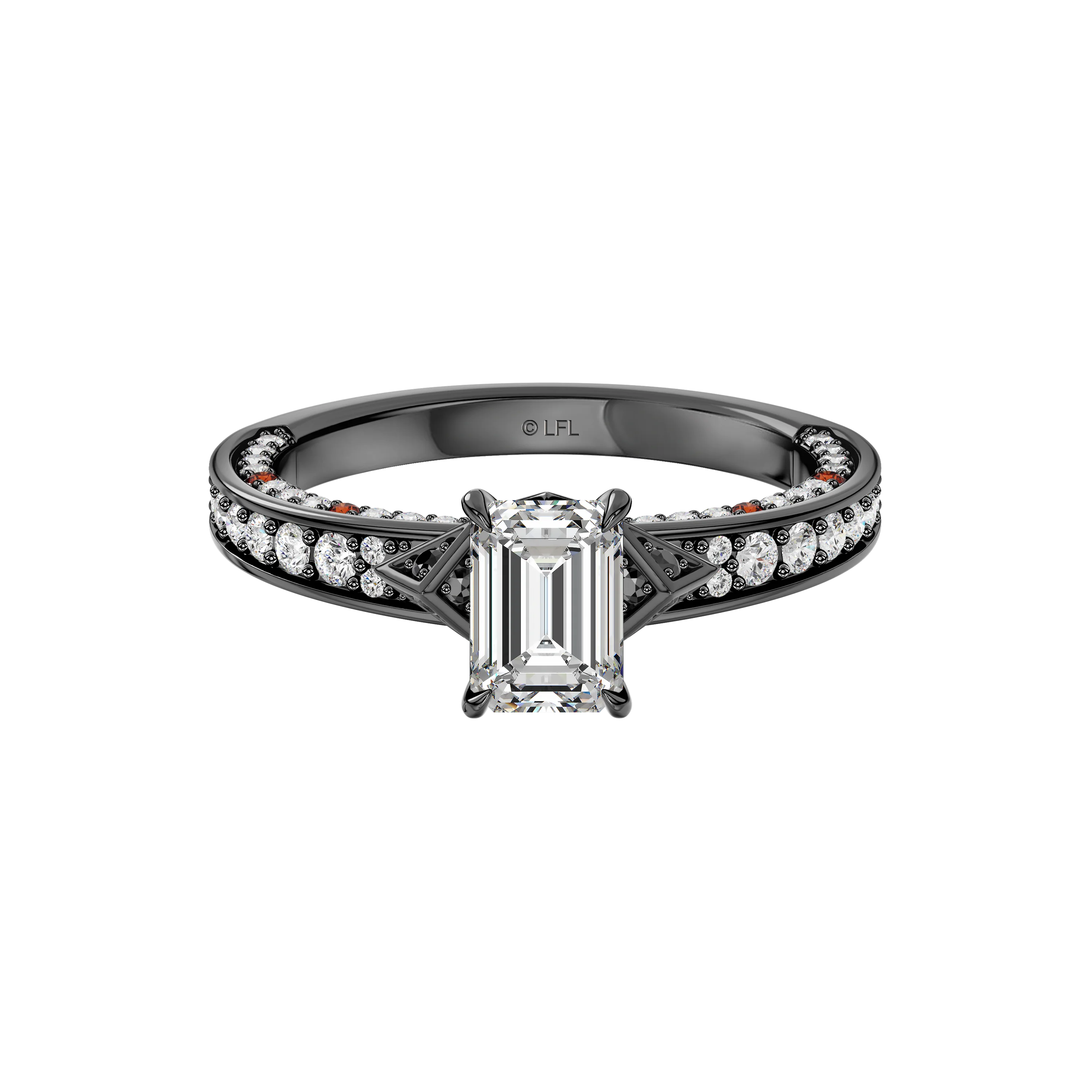 GALAXY STAR LAB GROWN DIAMONDS DARTH VADER™ 14K Gold with Black Rhodium, Garnet and Black Spinel Women's Engagement Ring