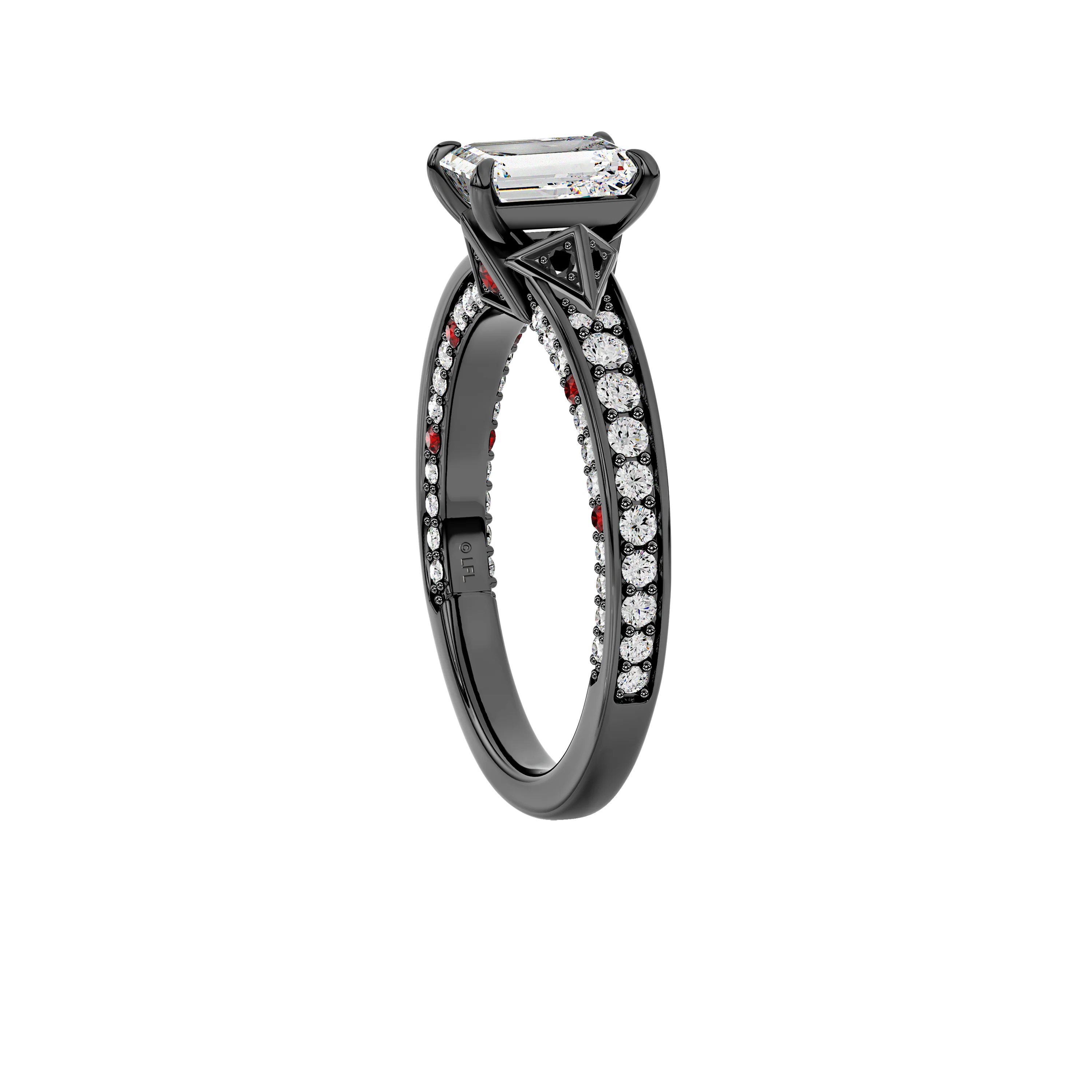 GALAXY STAR LAB GROWN DIAMONDS DARTH VADER™ 14K Gold with Black Rhodium, Garnet and Black Spinel Women's Engagement Ring - Image 2