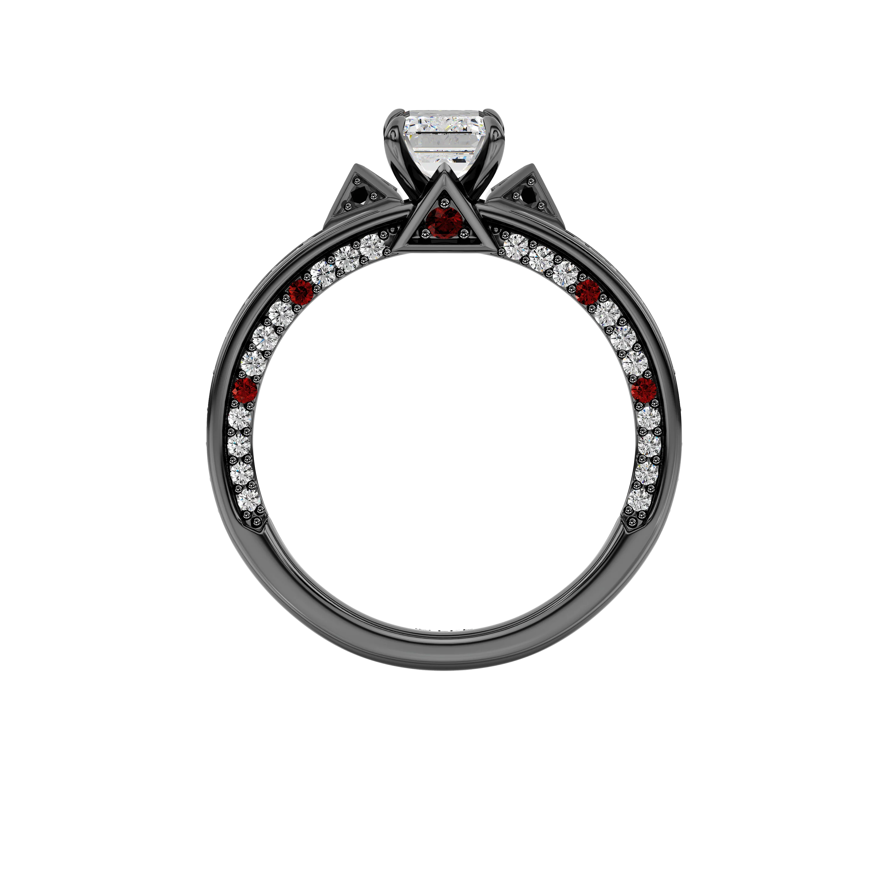 GALAXY STAR LAB GROWN DIAMONDS DARTH VADER™ 14K Gold with Black Rhodium, Garnet and Black Spinel Women's Engagement Ring - Image 3