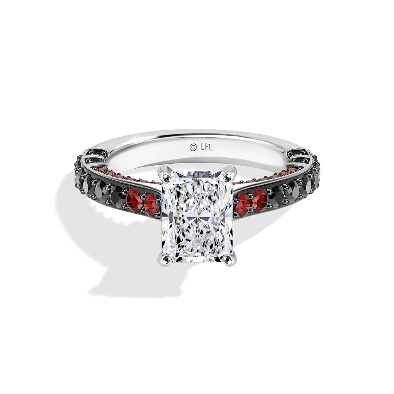 GALAXY STAR LAB GROWN DIAMONDS DARTH VADER 14K Gold with Black Rhodium, Black Spinel and Garnet Women's Engagement Ring - Image 10