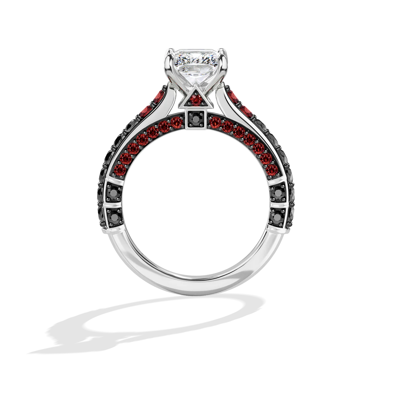 GALAXY STAR LAB GROWN DIAMONDS DARTH VADER 14K Gold with Black Rhodium, Black Spinel and Garnet Women's Engagement Ring - Image 12