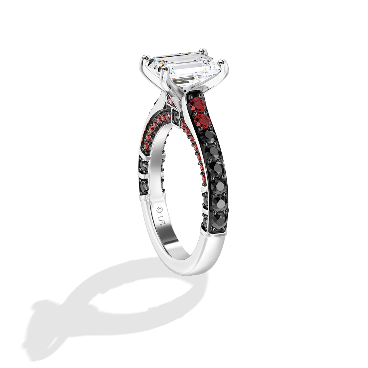 GALAXY STAR LAB GROWN DIAMONDS DARTH VADER 14K Gold with Black Rhodium, Black Spinel and Garnet Women's Engagement Ring - Image 2
