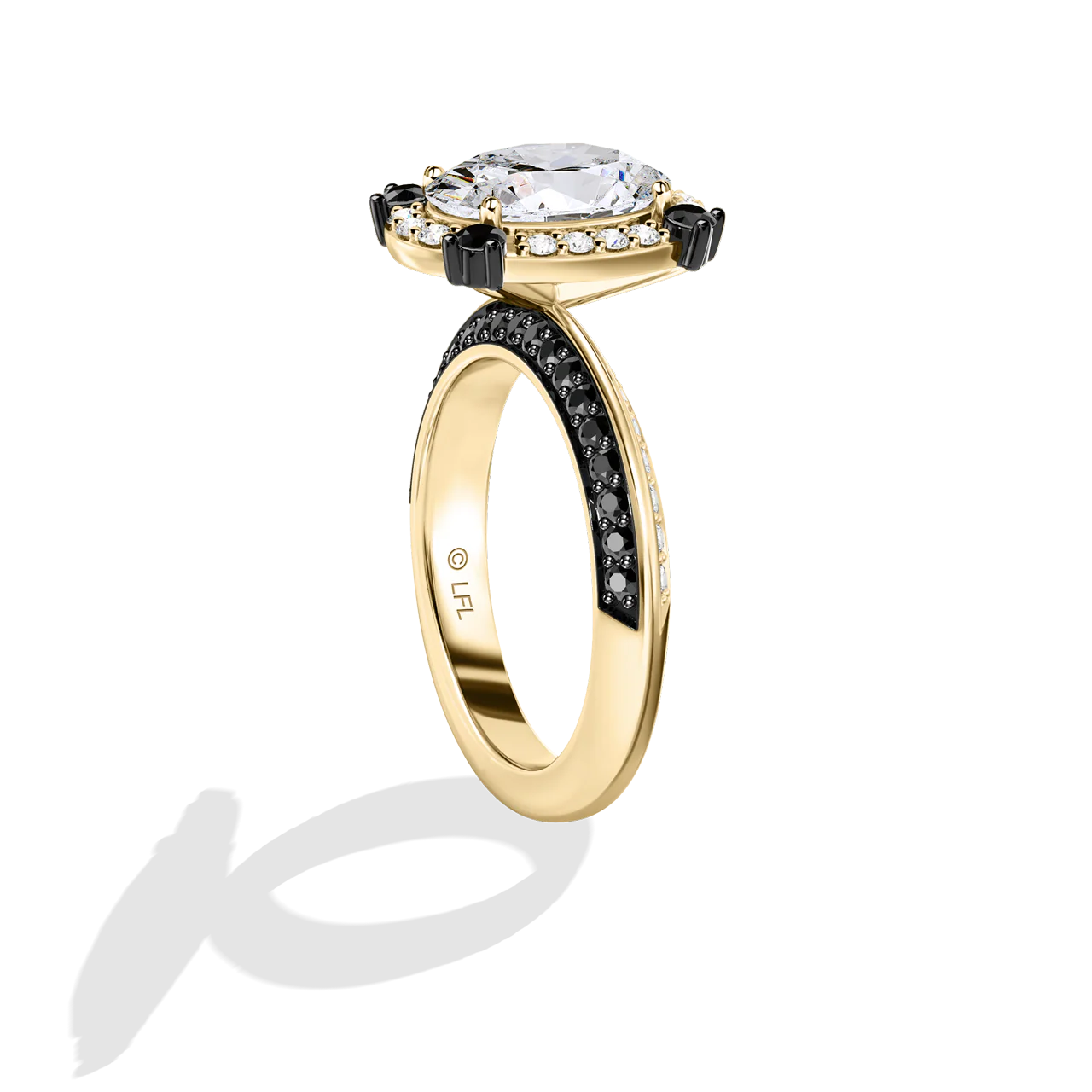 GALAXY STAR LAB GROWN DIAMONDS LIGHT X DARK 14K Gold with Black Rhodium, Black Spinel Women's Engagement Ring - Image 10