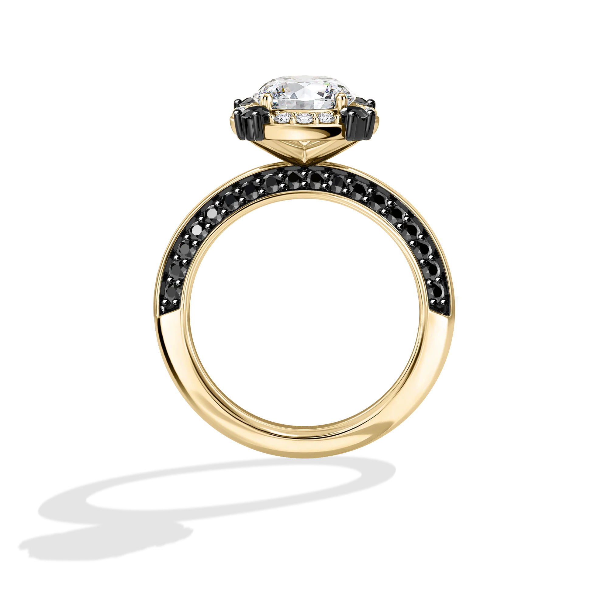 GALAXY STAR LAB GROWN DIAMONDS LIGHT X DARK 14K Gold with Black Rhodium, Black Spinel Women's Engagement Ring - Image 12