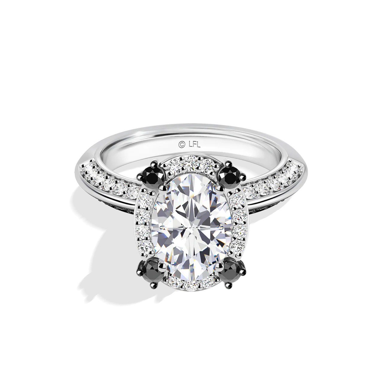 GALAXY STAR LAB GROWN DIAMONDS LIGHT X DARK 14K Gold with Black Rhodium, Black Spinel Women's Engagement Ring - Image 13