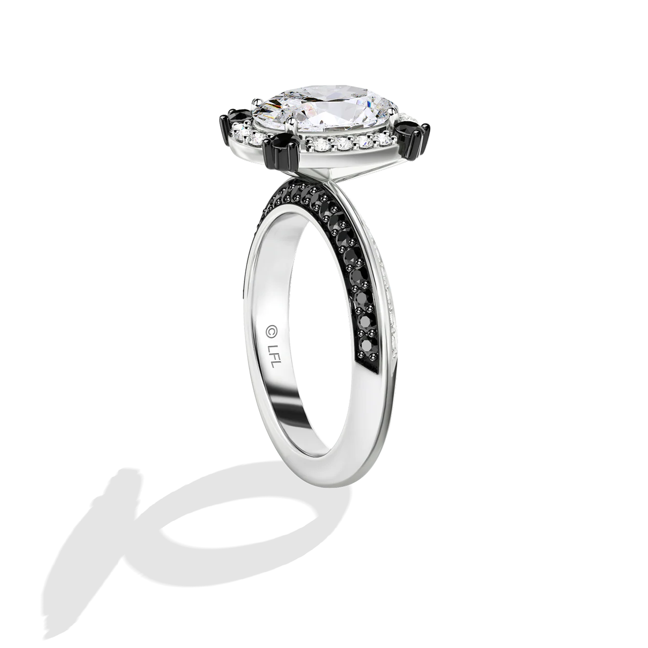 GALAXY STAR LAB GROWN DIAMONDS LIGHT X DARK 14K Gold with Black Rhodium, Black Spinel Women's Engagement Ring - Image 14