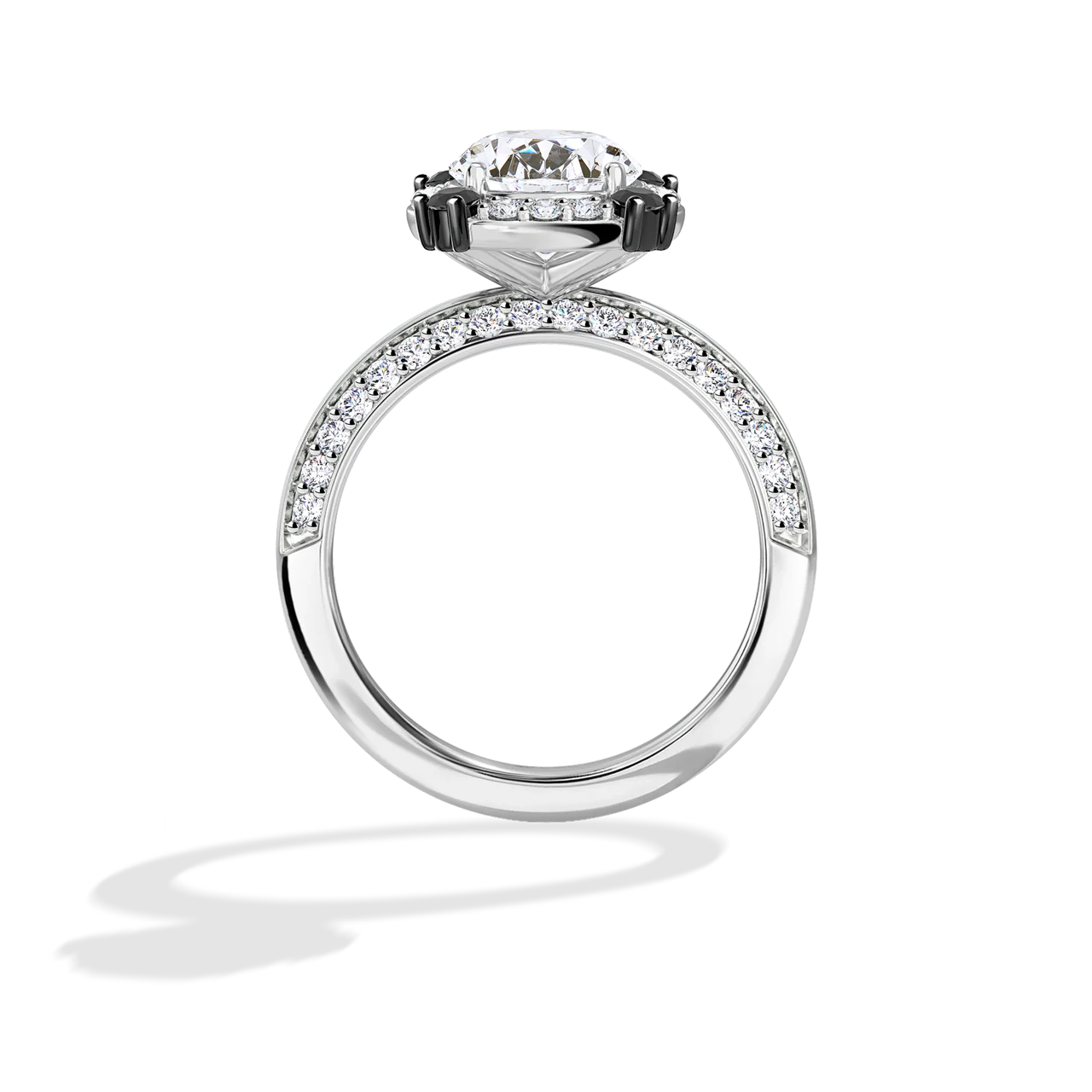 GALAXY STAR LAB GROWN DIAMONDS LIGHT X DARK 14K Gold with Black Rhodium, Black Spinel Women's Engagement Ring - Image 15