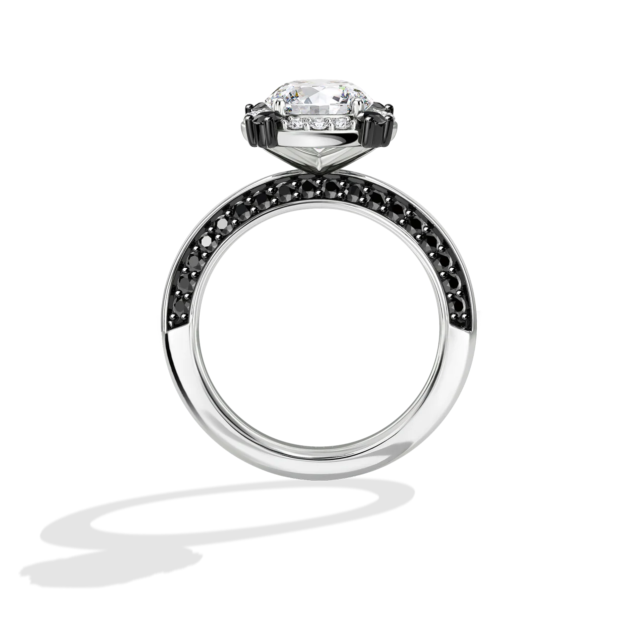 GALAXY STAR LAB GROWN DIAMONDS LIGHT X DARK 14K Gold with Black Rhodium, Black Spinel Women's Engagement Ring - Image 16