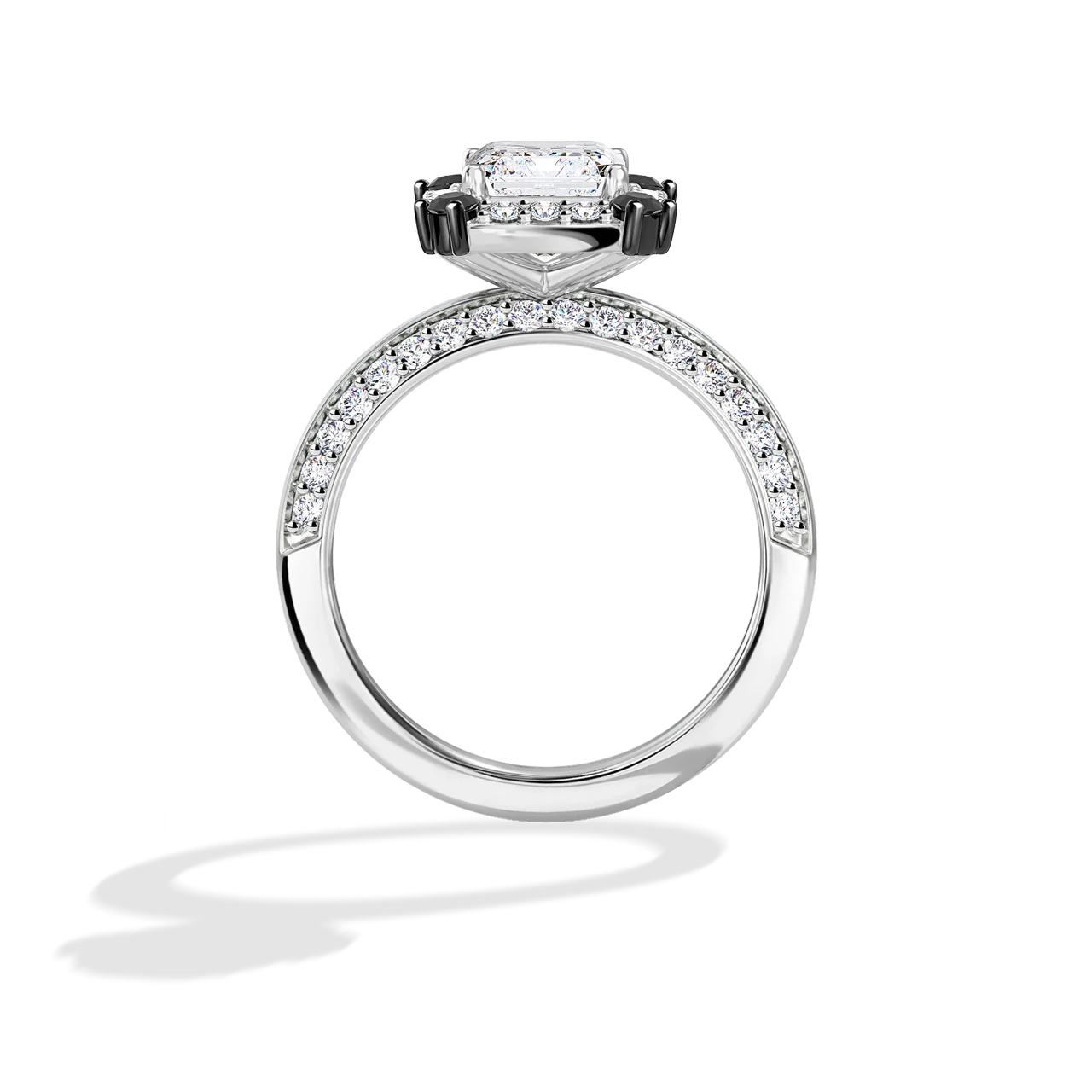 GALAXY STAR LAB GROWN DIAMONDS LIGHT X DARK 14K Gold with Black Rhodium, Black Spinel Women's Engagement Ring - Image 23