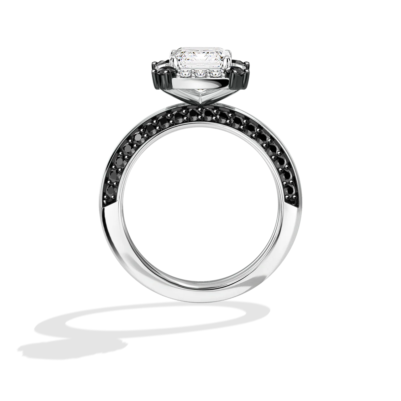 GALAXY STAR LAB GROWN DIAMONDS LIGHT X DARK 14K Gold with Black Rhodium, Black Spinel Women's Engagement Ring - Image 24