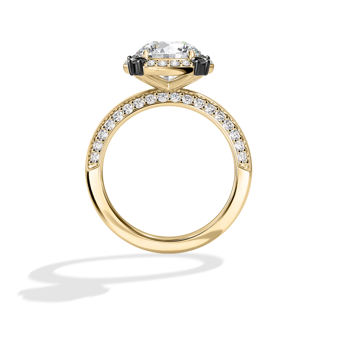 GALAXY STAR LAB GROWN DIAMONDS LIGHT X DARK 14K Gold with Black Rhodium, Black Spinel Women's Engagement Ring - Image 3