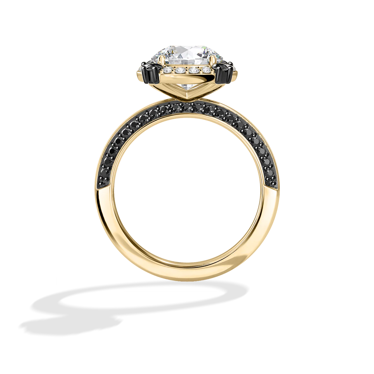 GALAXY STAR LAB GROWN DIAMONDS LIGHT X DARK 14K Gold with Black Rhodium, Black Spinel Women's Engagement Ring - Image 4
