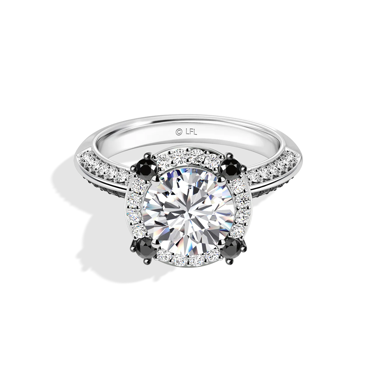 GALAXY STAR LAB GROWN DIAMONDS LIGHT X DARK 14K Gold with Black Rhodium, Black Spinel Women's Engagement Ring - Image 5
