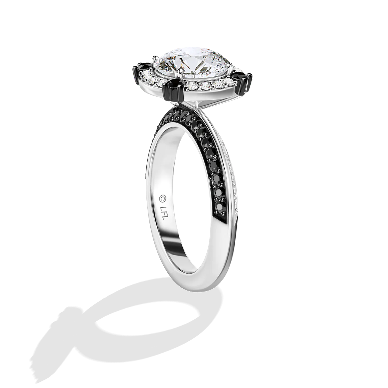GALAXY STAR LAB GROWN DIAMONDS LIGHT X DARK 14K Gold with Black Rhodium, Black Spinel Women's Engagement Ring - Image 6