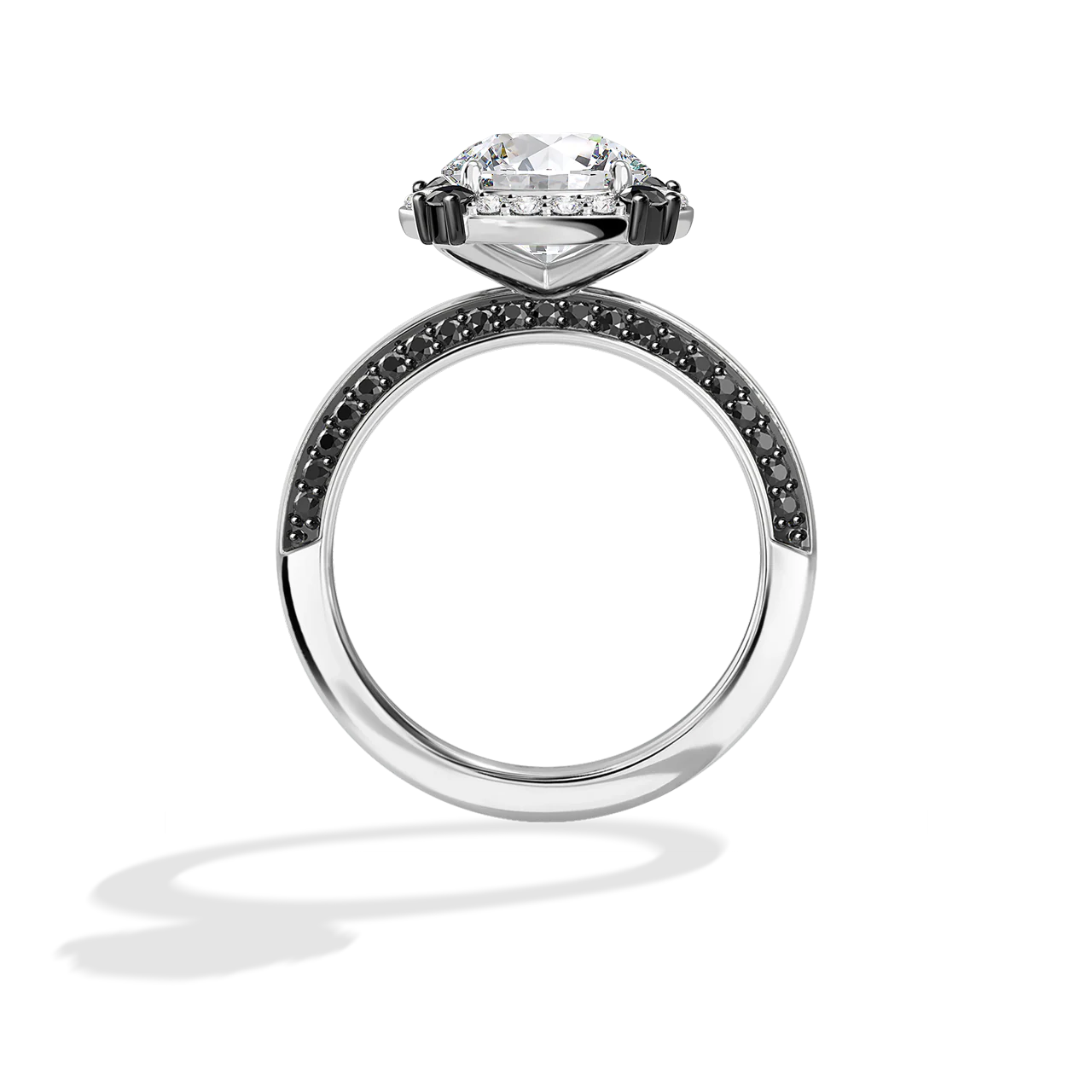 GALAXY STAR LAB GROWN DIAMONDS LIGHT X DARK 14K Gold with Black Rhodium, Black Spinel Women's Engagement Ring - Image 8