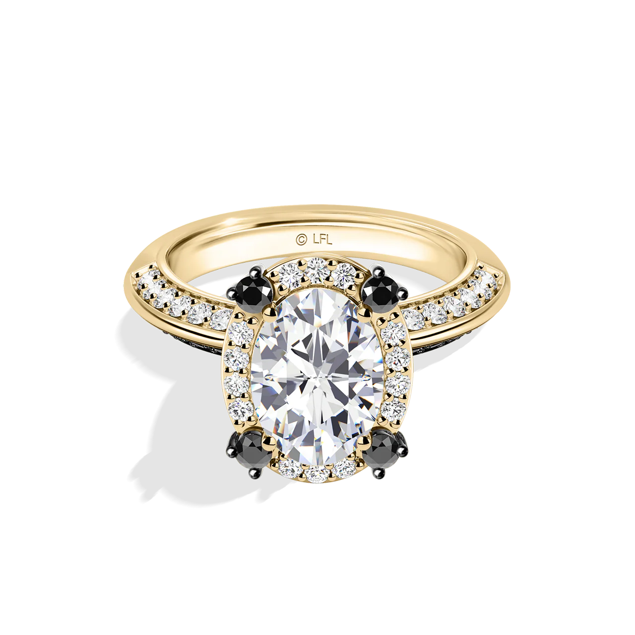 GALAXY STAR LAB GROWN DIAMONDS LIGHT X DARK 14K Gold with Black Rhodium, Black Spinel Women's Engagement Ring - Image 9