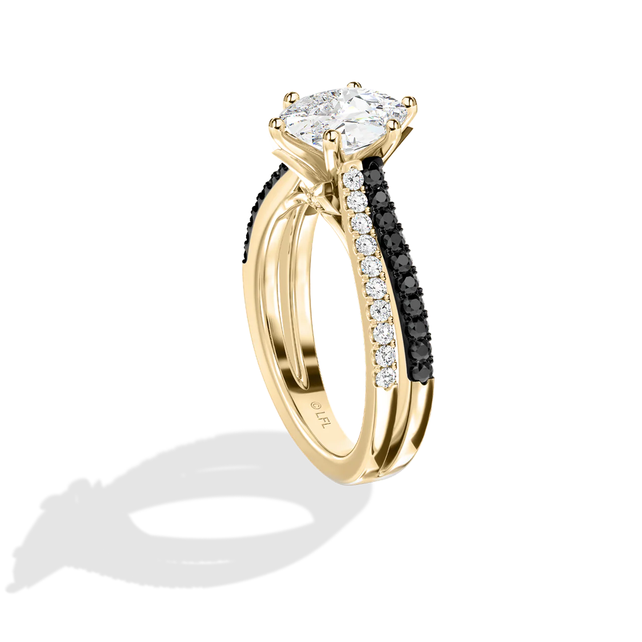 GALAXY STAR LAB GROWN DIAMONDS LIGHT X DARK 14K Gold with Black Rhodium, Black Spinel Women's Engagement Ring - Image 10