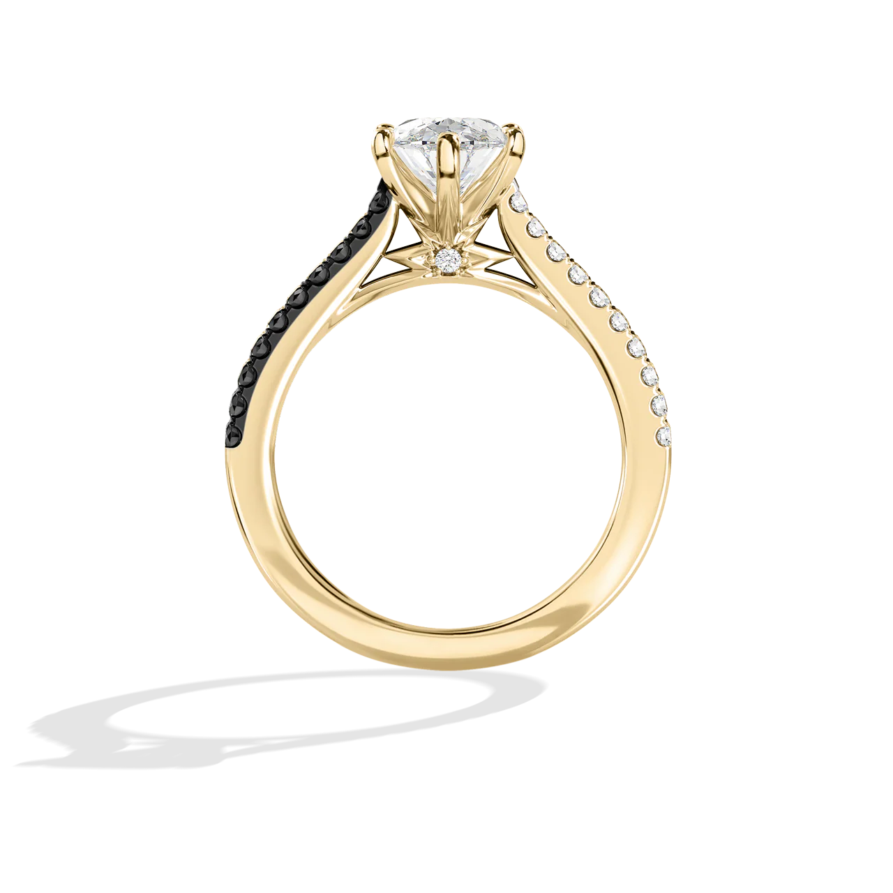 GALAXY STAR LAB GROWN DIAMONDS LIGHT X DARK 14K Gold with Black Rhodium, Black Spinel Women's Engagement Ring - Image 11