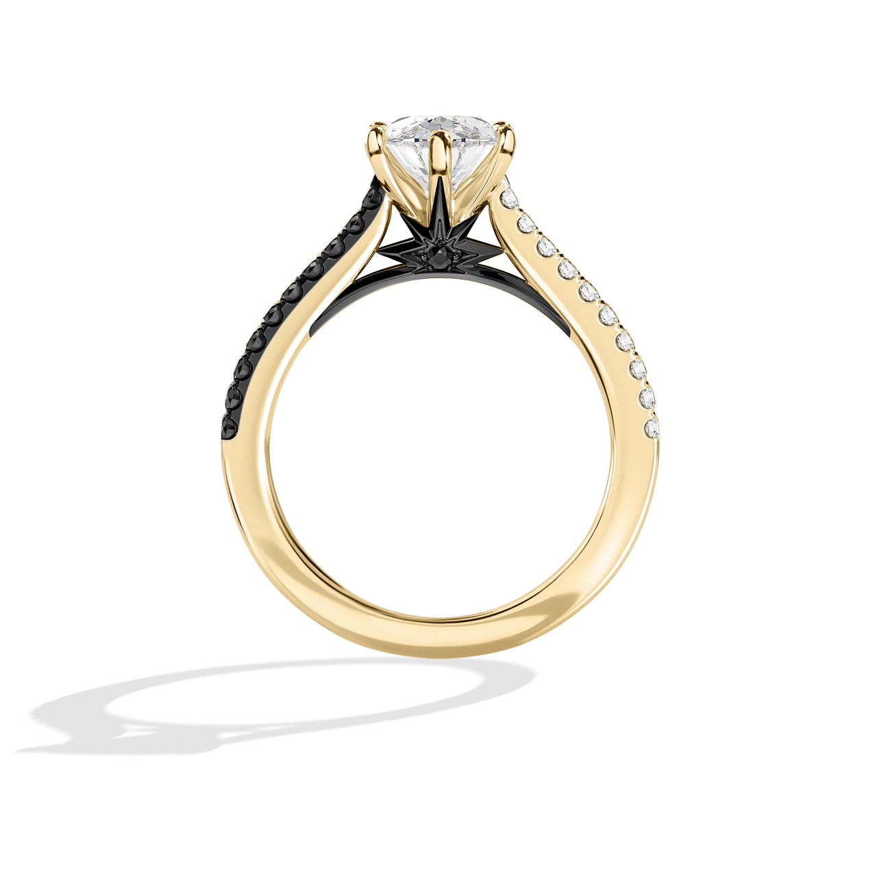 GALAXY STAR LAB GROWN DIAMONDS LIGHT X DARK 14K Gold with Black Rhodium, Black Spinel Women's Engagement Ring - Image 12