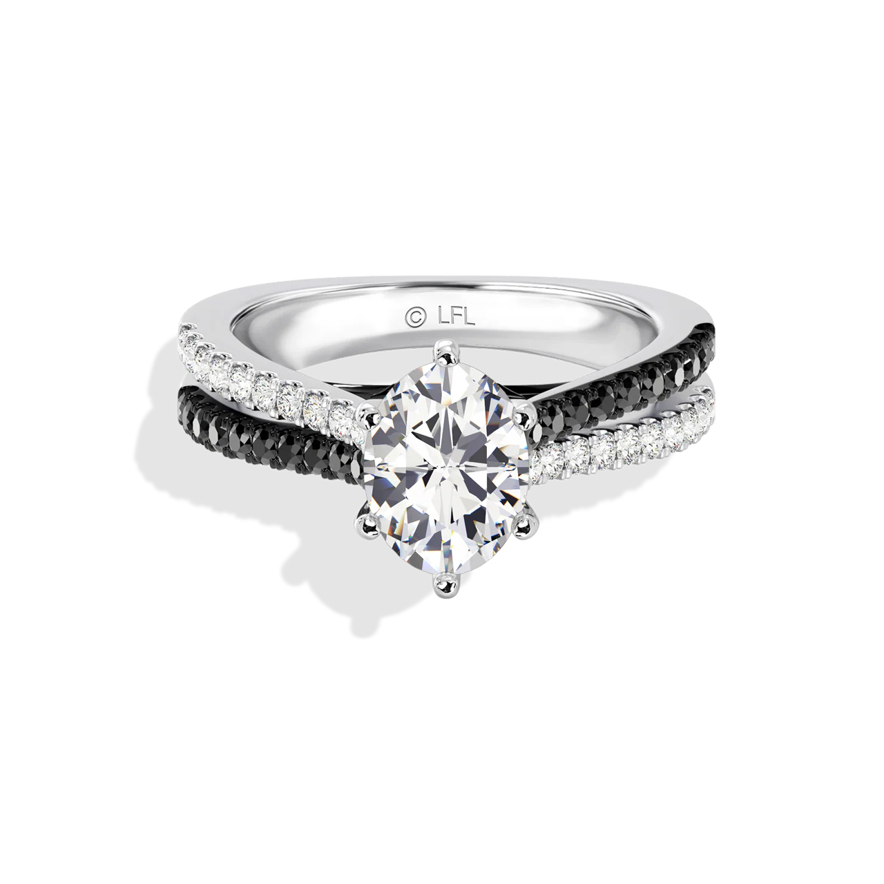 GALAXY STAR LAB GROWN DIAMONDS LIGHT X DARK 14K Gold with Black Rhodium, Black Spinel Women's Engagement Ring - Image 13
