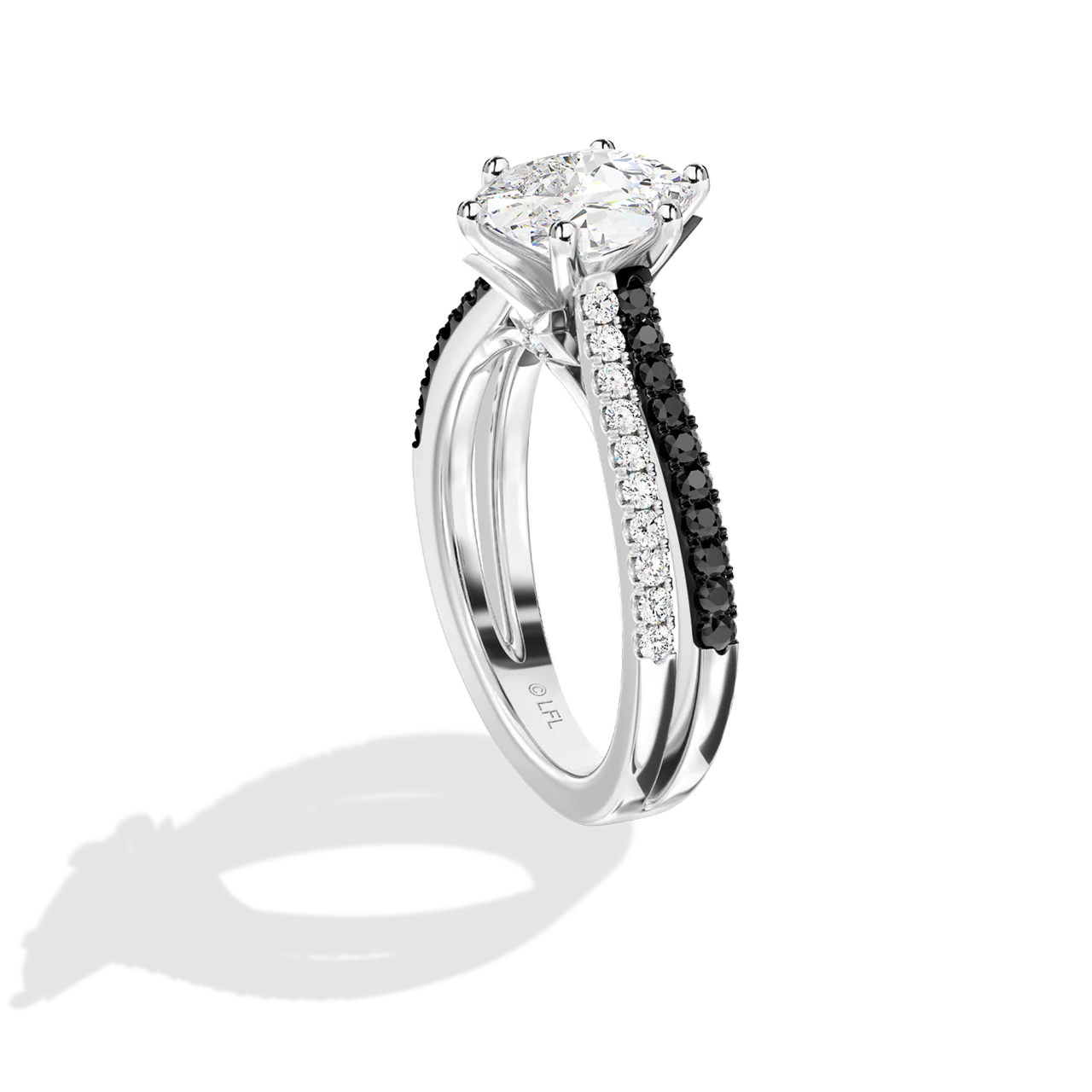 GALAXY STAR LAB GROWN DIAMONDS LIGHT X DARK 14K Gold with Black Rhodium, Black Spinel Women's Engagement Ring - Image 14