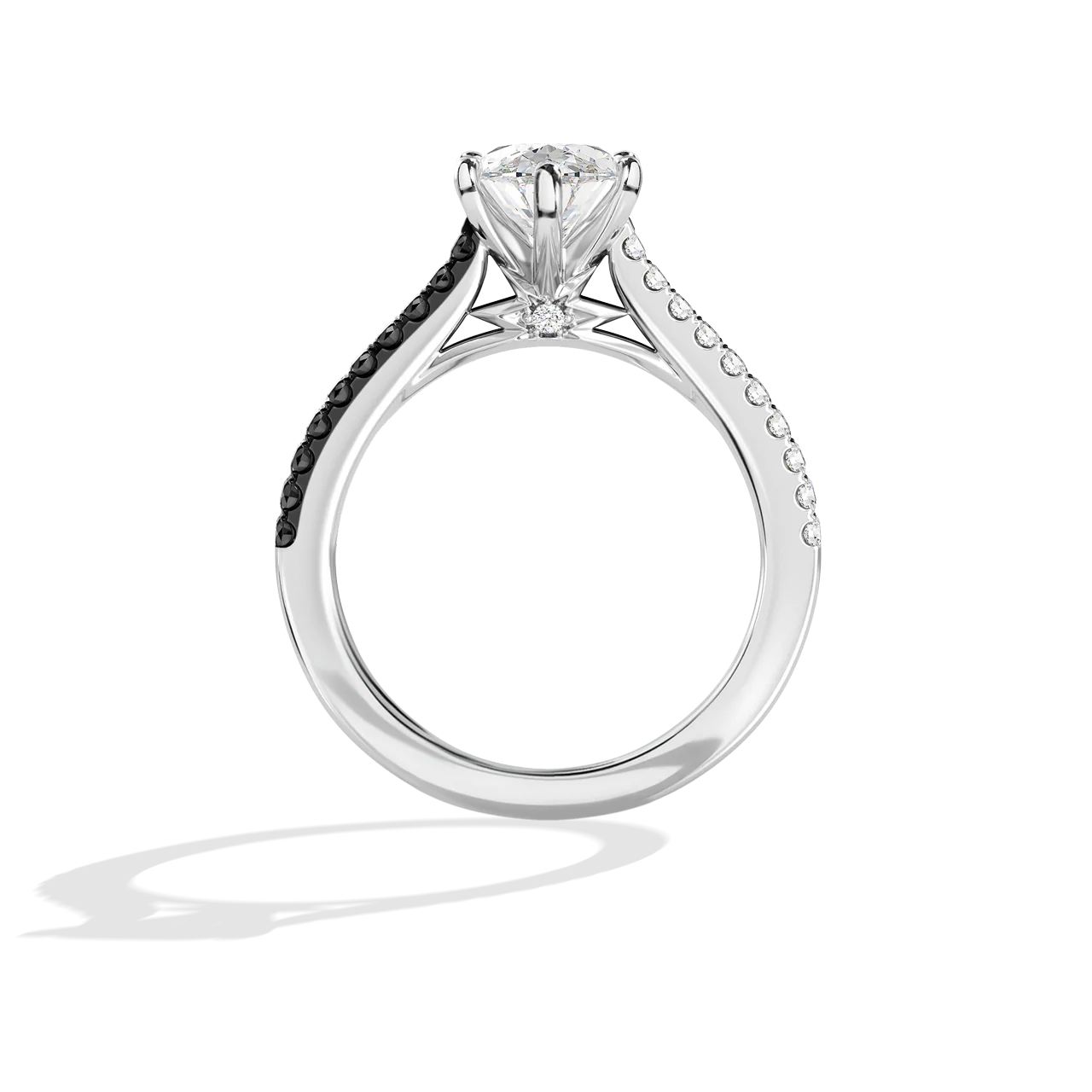 GALAXY STAR LAB GROWN DIAMONDS LIGHT X DARK 14K Gold with Black Rhodium, Black Spinel Women's Engagement Ring - Image 15