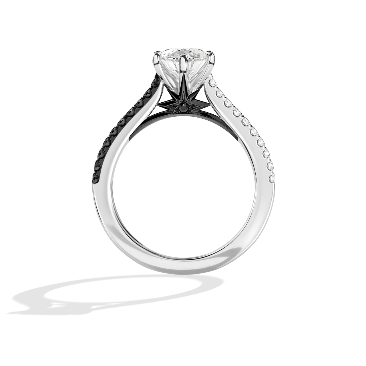 GALAXY STAR LAB GROWN DIAMONDS LIGHT X DARK 14K Gold with Black Rhodium, Black Spinel Women's Engagement Ring - Image 16