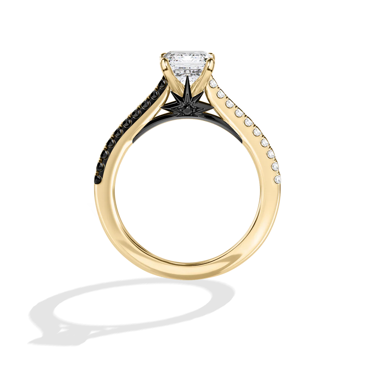 GALAXY STAR LAB GROWN DIAMONDS LIGHT X DARK 14K Gold with Black Rhodium, Black Spinel Women's Engagement Ring - Image 20