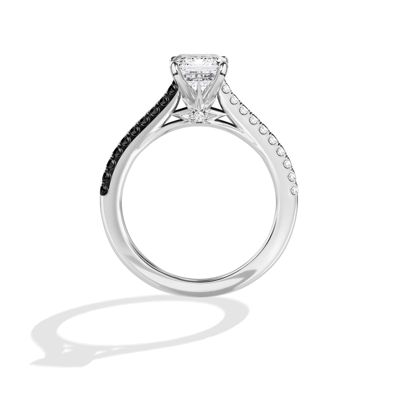 GALAXY STAR LAB GROWN DIAMONDS LIGHT X DARK 14K Gold with Black Rhodium, Black Spinel Women's Engagement Ring - Image 23
