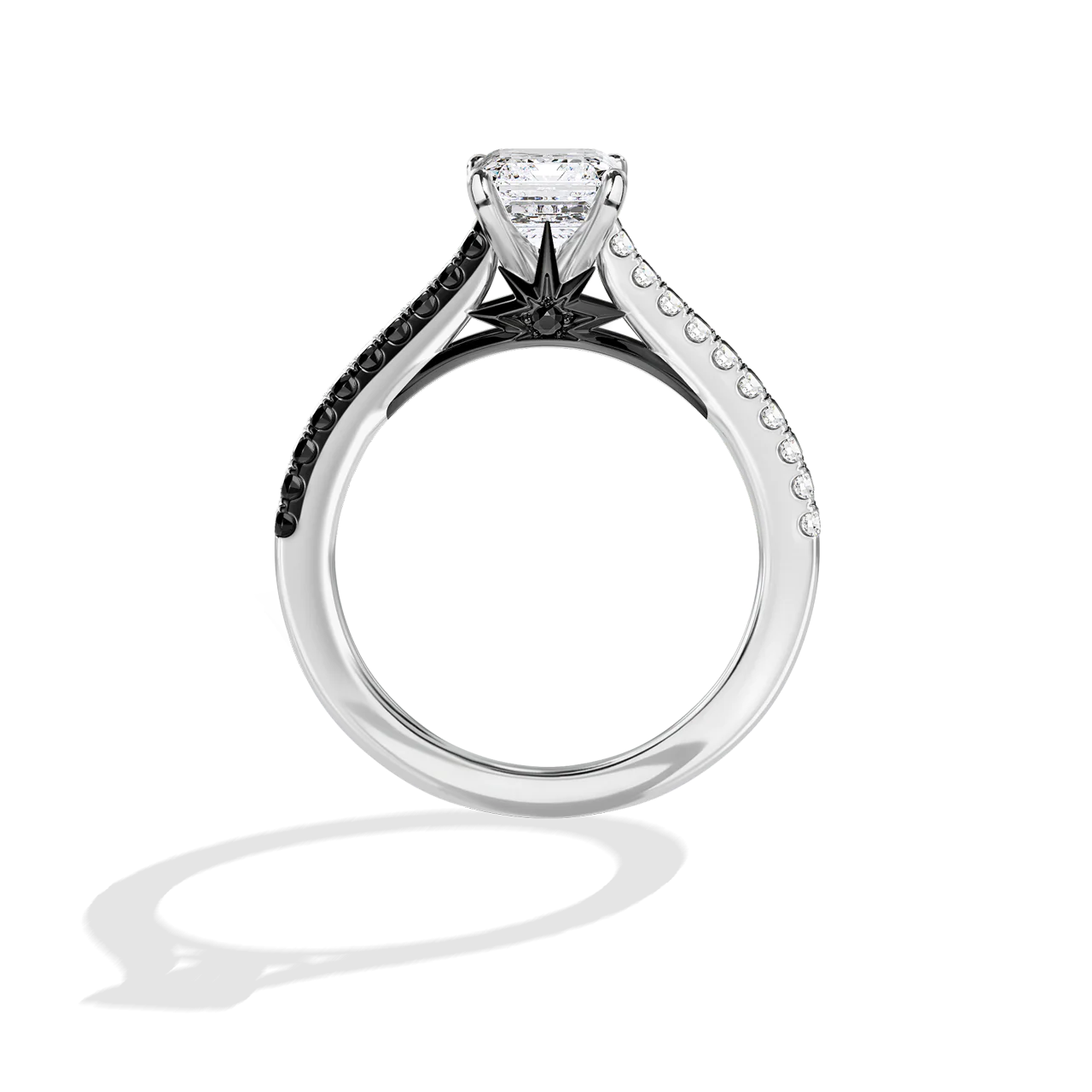 GALAXY STAR LAB GROWN DIAMONDS LIGHT X DARK 14K Gold with Black Rhodium, Black Spinel Women's Engagement Ring - Image 24