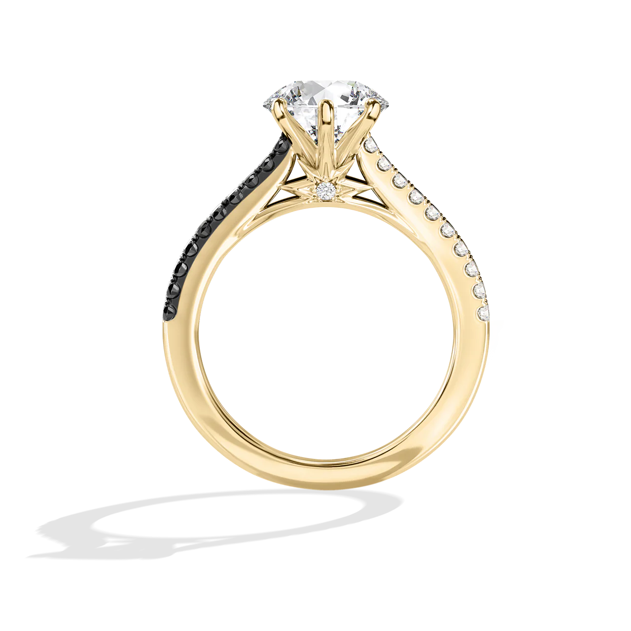 GALAXY STAR LAB GROWN DIAMONDS LIGHT X DARK 14K Gold with Black Rhodium, Black Spinel Women's Engagement Ring - Image 3